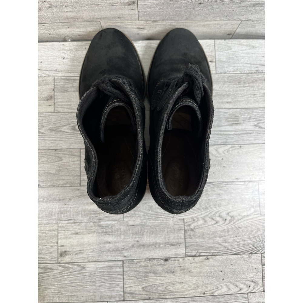Clarks Carleta Lyon Black Suede Ankle Booties Heels Shoes Women Size 9M - Picture 8 of 10